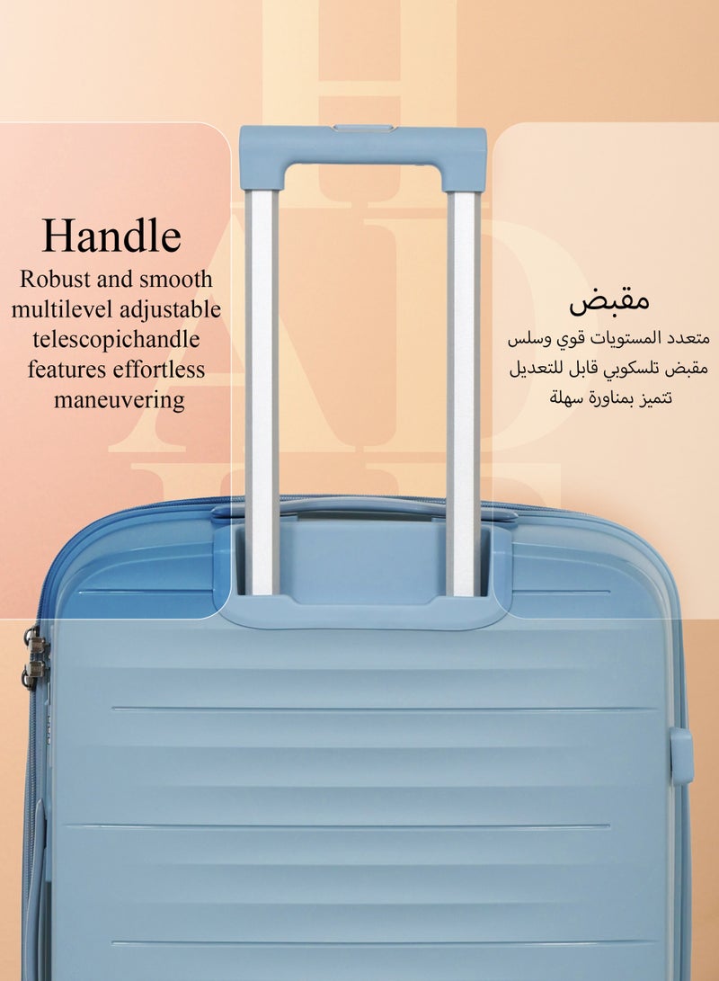 ستار لايف مجموعة الأمتعة 3 قطع PP حقيبة جانبية صلبة 360 درجة عجلات دوارة مجموعة حقائب سفر ترولي مع قفل TSA 20/24/28 بوصة - Image 2