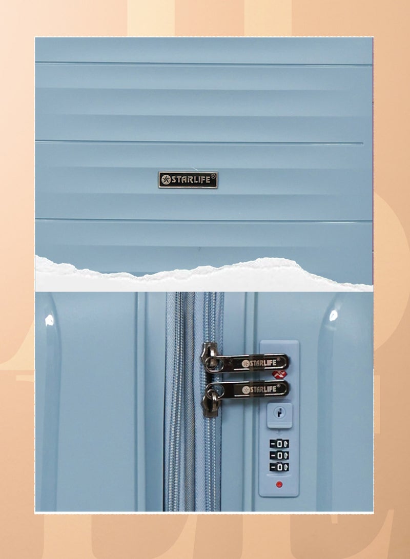 ستار لايف مجموعة الأمتعة 3 قطع PP حقيبة جانبية صلبة 360 درجة عجلات دوارة مجموعة حقائب سفر ترولي مع قفل TSA 20/24/28 بوصة - Image 5