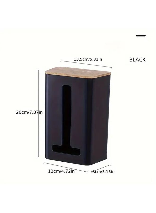Black Wall Mounted Tissue Box No Drill Installation Waterproof Shockproof Kitchen Bathroom Storage - Image 1