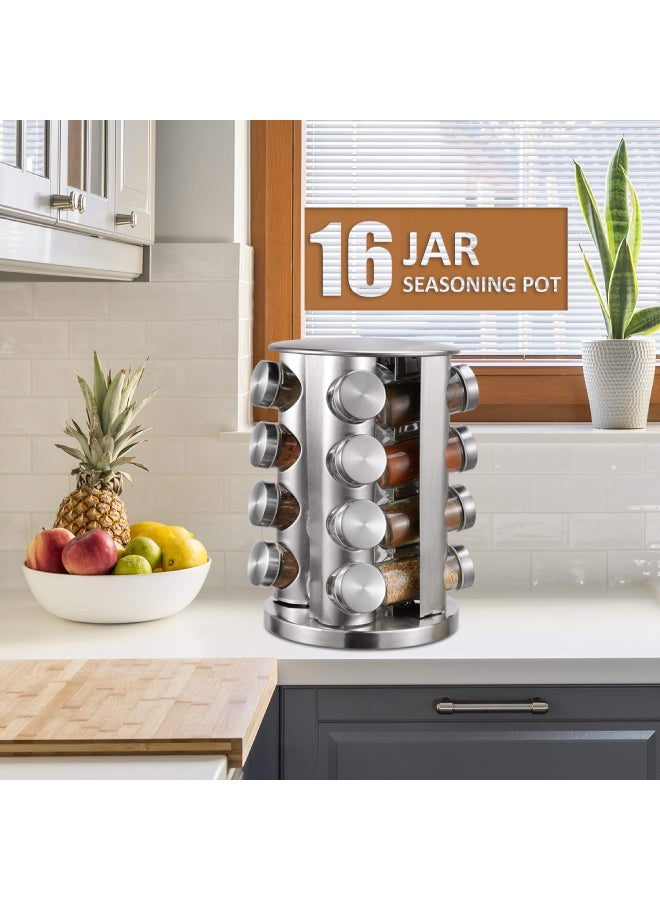 16-Piece Spice Sprinkler Bottle Set Silver/Clear 35 x 25 x 25cm - Image 2