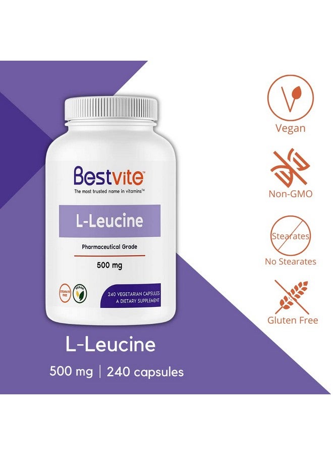 BESTVITE Lleucine 500Mg (240 Vegetarian Capsules) No Stearates No Fillers No Flow Agents Vegan Non Gmo Gluten Free - Image 4