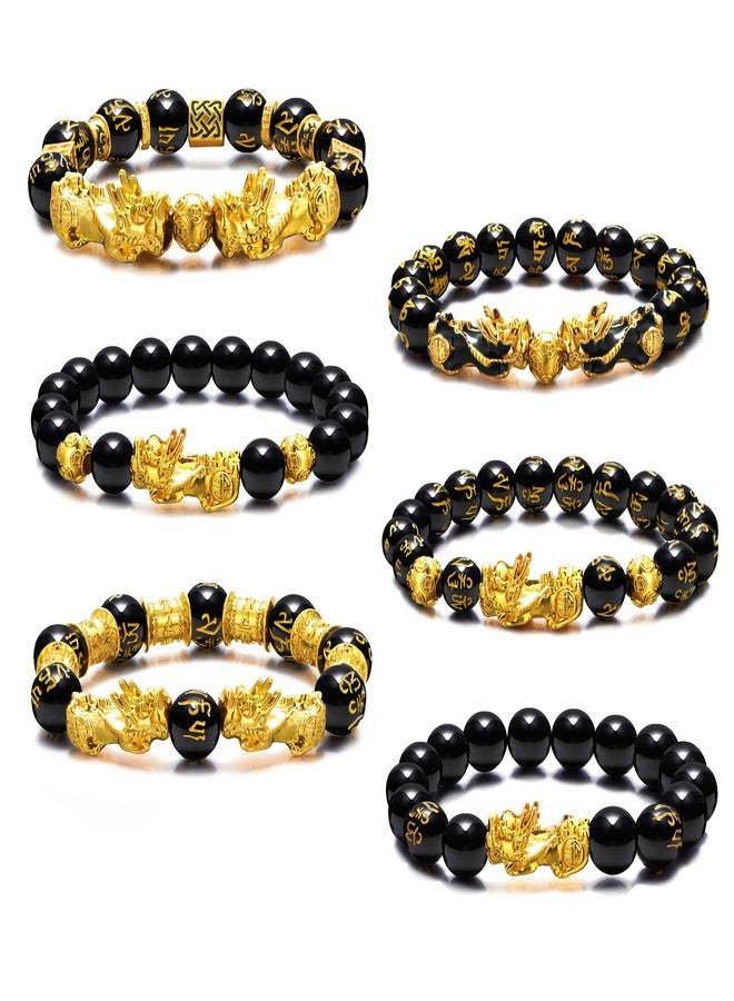 EIELO Feng Shui Wealth Luck Pixiu Bracelet Black Obsidian Elastic Beaded Bracelets for Women Men Good Luck FengShui Jewelry - Image 1