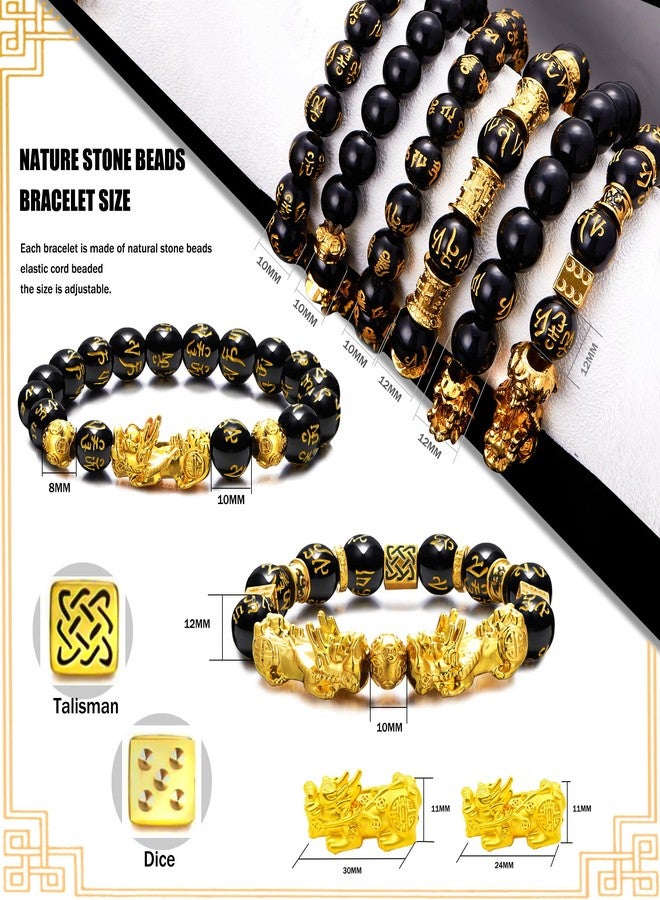 EIELO Feng Shui Wealth Luck Pixiu Bracelet Black Obsidian Elastic Beaded Bracelets for Women Men Good Luck FengShui Jewelry - Image 2