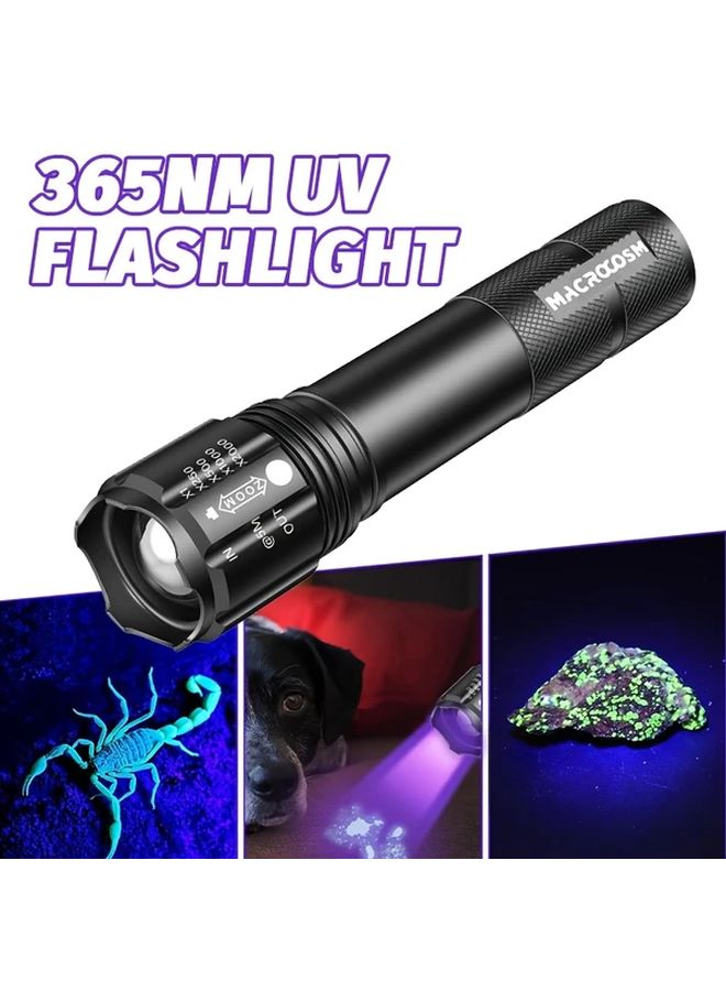 Zoomable UV Flashlight USB Rechargeable Portable Black Light Lamp For Detection - Image 3