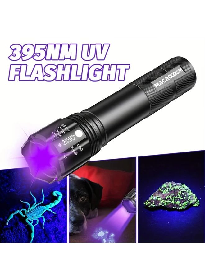 Zoomable UV Flashlight USB Rechargeable Portable Black Light Lamp For Detection - Image 2