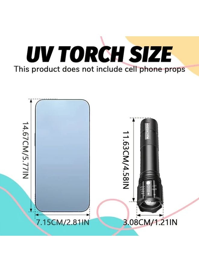 Zoomable UV Flashlight USB Rechargeable Portable Black Light Lamp For Detection - Image 5