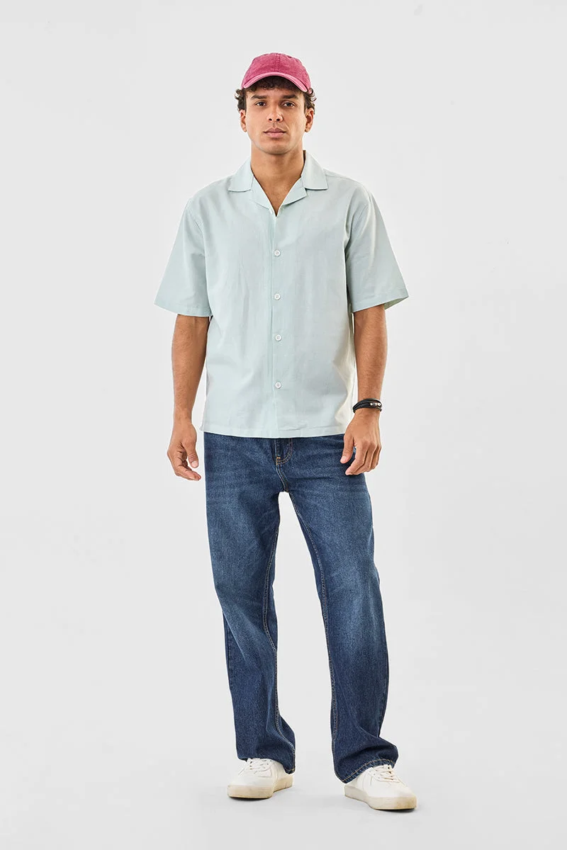 SNITCH قميص بياقة كوبية من مزيج الكتان