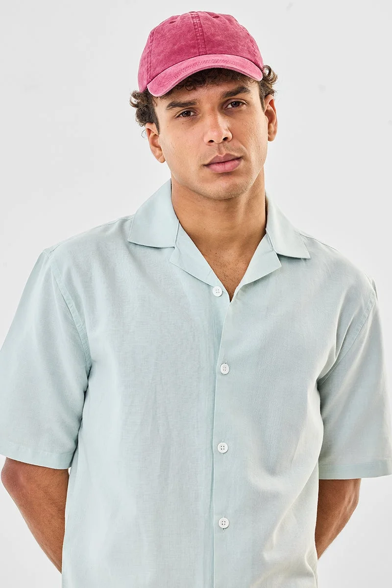 سنيتش قميص بياقة كوبية من مزيج الكتان