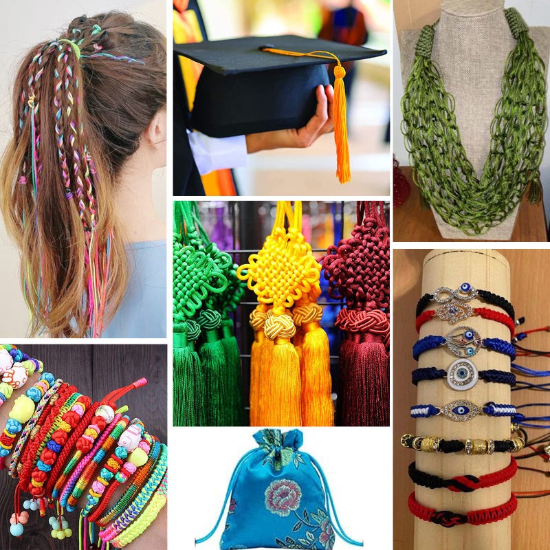 PH PandaHall 600 Yards 1mm Rattail Cord Nylon String Satin Cord 20 Colors Silk Cord Beading String for Necklace Friendship Bracelet Beading MacramÃ© Kumihimo Chinese Knot Dream Catchers Braid Hair - Image 2