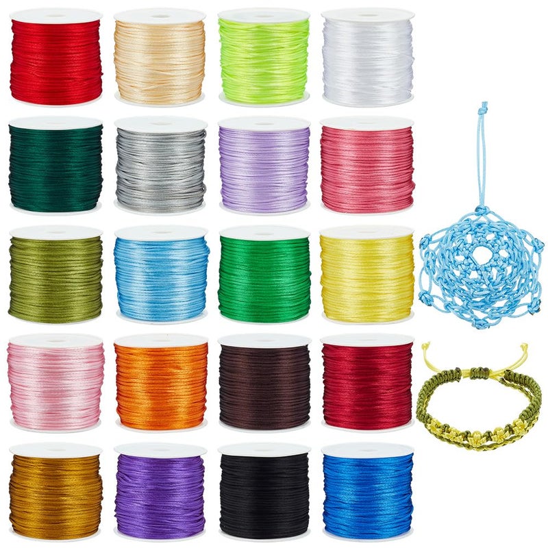 PH PandaHall 600 Yards 1mm Rattail Cord Nylon String Satin Cord 20 Colors Silk Cord Beading String for Necklace Friendship Bracelet Beading MacramÃ© Kumihimo Chinese Knot Dream Catchers Braid Hair - Image 1