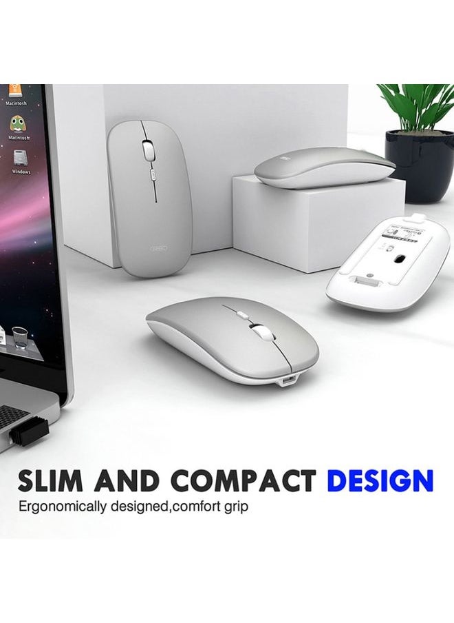 BURAQ Inphic PM1 Office Mute Wireless Laptop Mouse, Style:Battery Display(Metallic Gray)  - Image 3