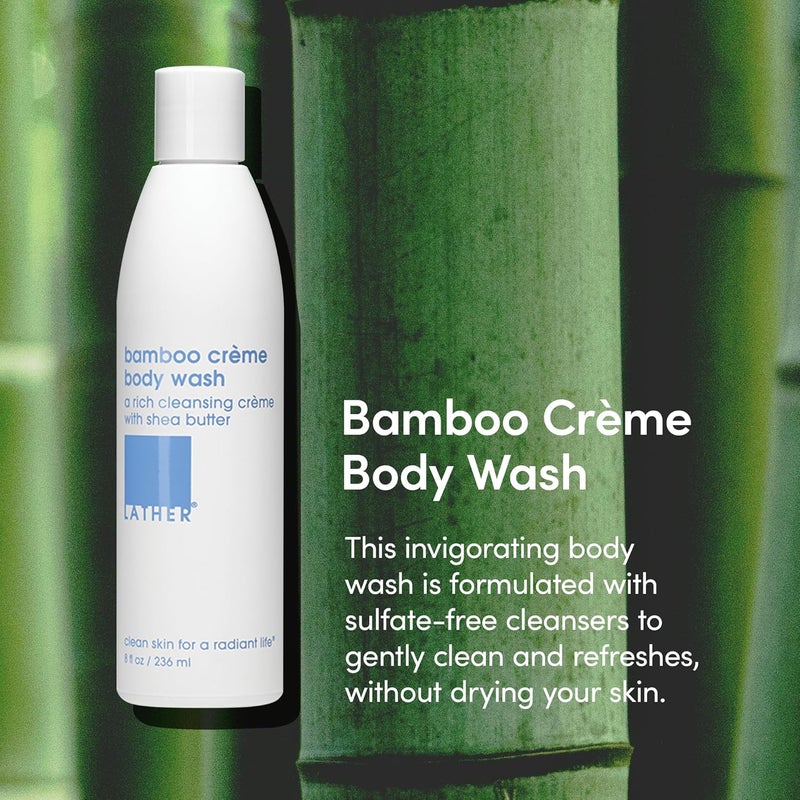 LATHER Bamboo Crme Natural Body Wash 8 fl oz Shower Gel Cleanser Gentle Body Soap Essential Oils Bamboo Shea Butter Lavender All Skin Types Vegan Cruelty Free Beauty Skincare - Image 2
