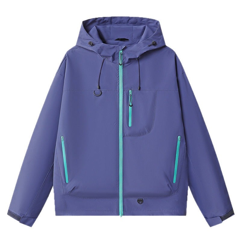 Qi Ta 7870 Outdoor Windproof Waterproof Hooded Jacket for Men Women Youth – Softshell Cargo Mountaineering Windbreaker - Image 5