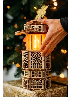 Wood Trick Wood Trick Antique Lantern Luminous LED 3D Wooden Puzzles for Adults and Kids to Build - 2-Mode Lighting - Engineering DIY Project Mechanical 3D Puzzle Model Kits for Adults  - Image 5