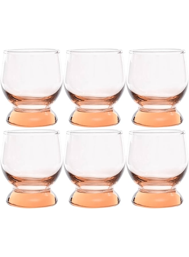 Aquatic Tumbler Glass set 6 Pieces - 220 - Pink - Glass pink 220ml