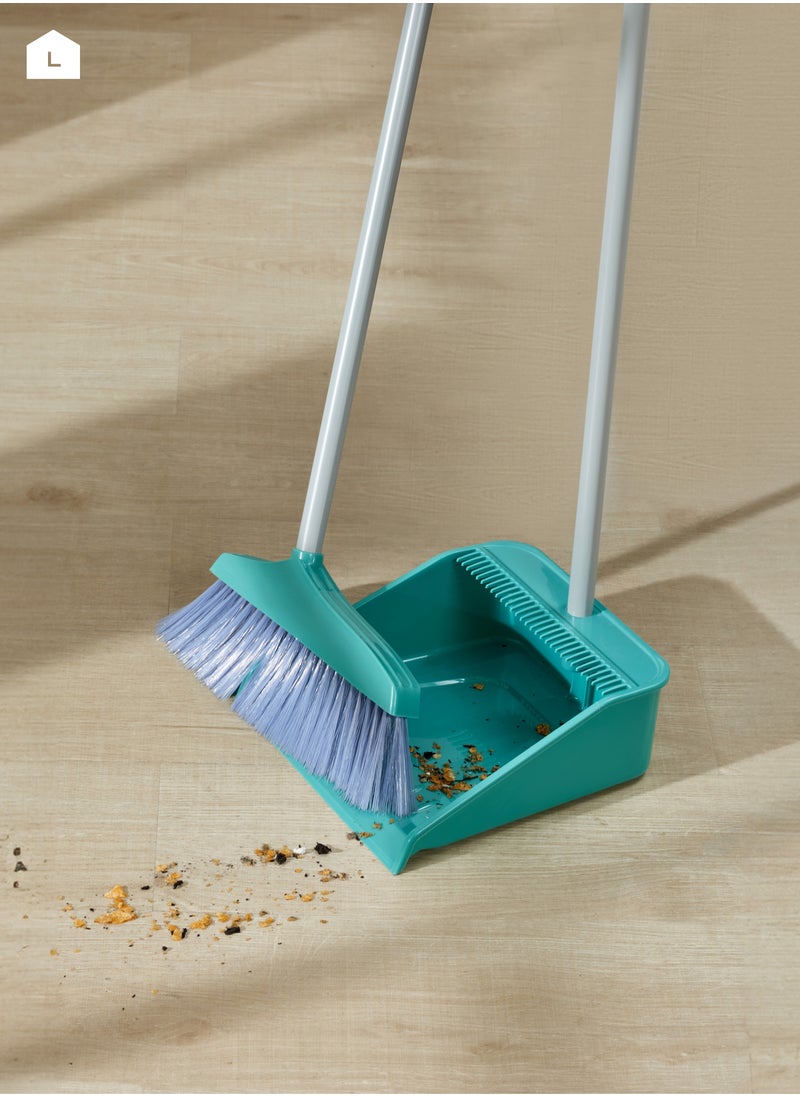 Dustpan and Broom Set -Green- Lightweight Plastic Cleaning Tools with Ergonomic Handle and Sturdy Bristles for Efficient Dust Collection - Ideal for Household, Kitchen, and Office Cleaning
