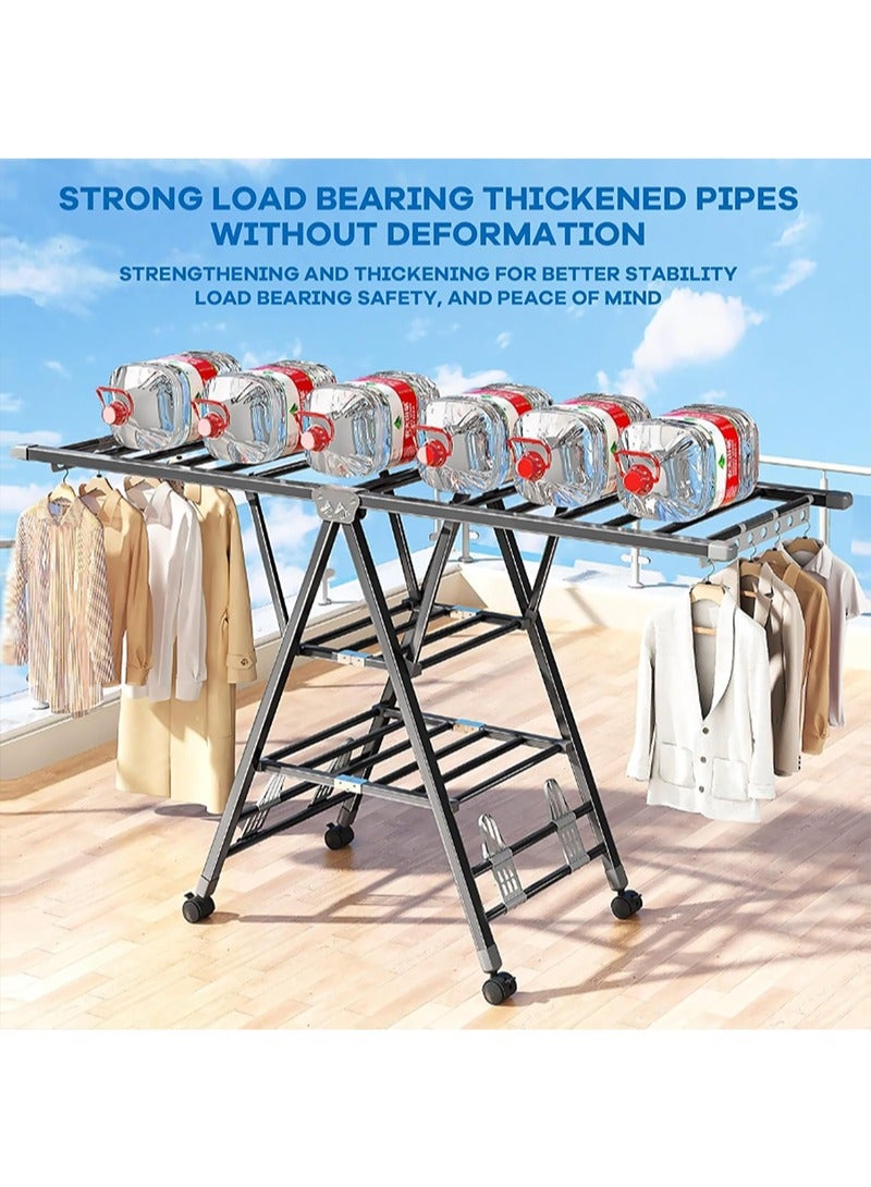 Yoawllty 3-Tier Clothes Drying Rack, Clothes Drying Stand-Stainless Steel, Foldable Laundry Standing Dry Racks for Home Use (160cm) - Image 3