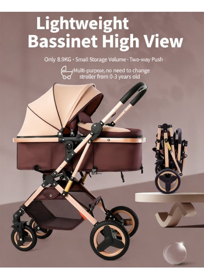 كيديليو عربة أطفال قابلة للتحويل 3 في 1 - وضعيات سرير الأطفال والمقعد، وضع أفقي مرتفع، مظلة قابلة للتعديل، قابلة للطي بيد واحدة، عربة أطفال فاخرة واسعة ومريحة - Image 2