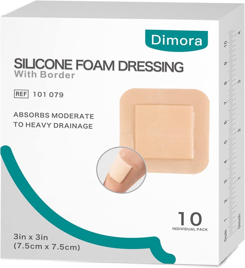Dimora Silicone Foam Dressing with Border 3x3 10 Pack  4x4 10 Pack - Image 2