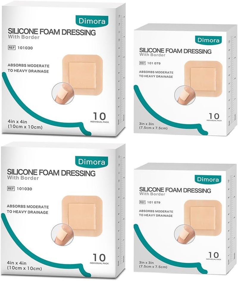 Dimora Silicone Foam Dressing with Border 3x3 10 Pack  4x4 10 Pack - Image 1