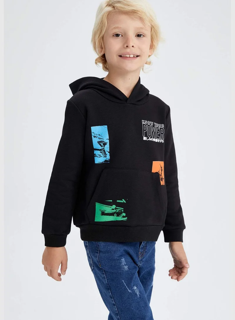 DeFacto Boy Regular Fit Hooded Long Sleeve Knitted Sweatshirt