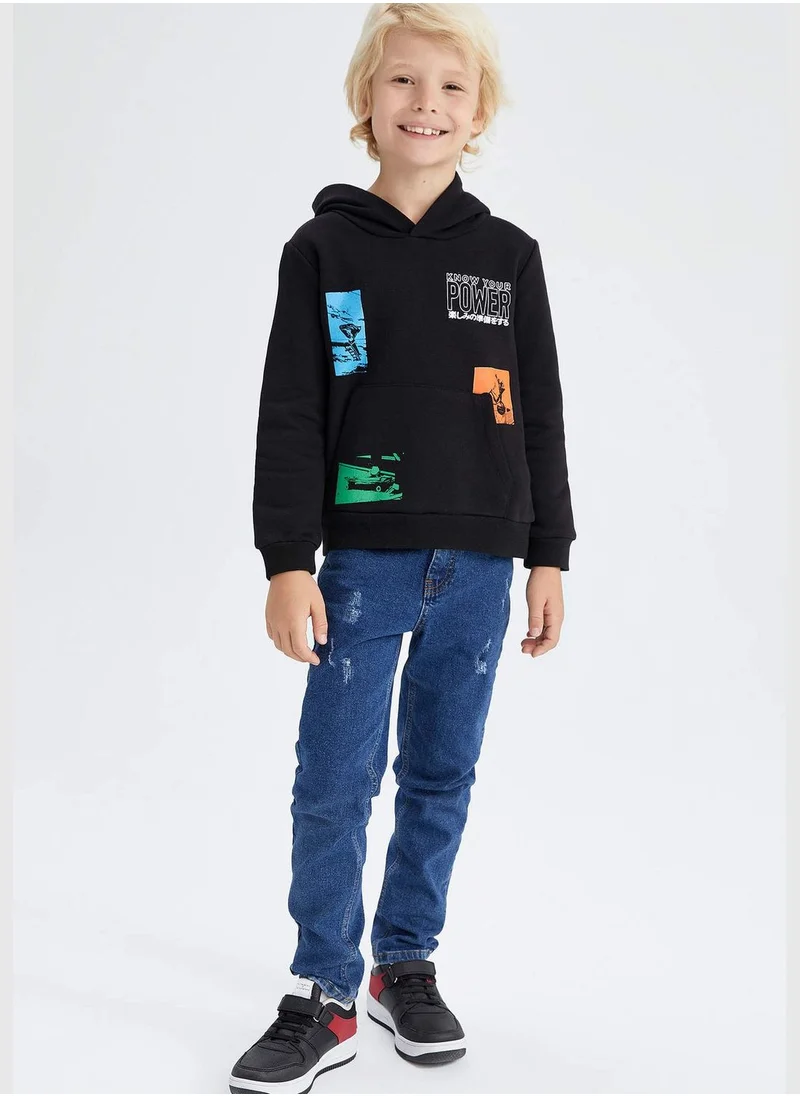 DeFacto Boy Regular Fit Hooded Long Sleeve Knitted Sweatshirt