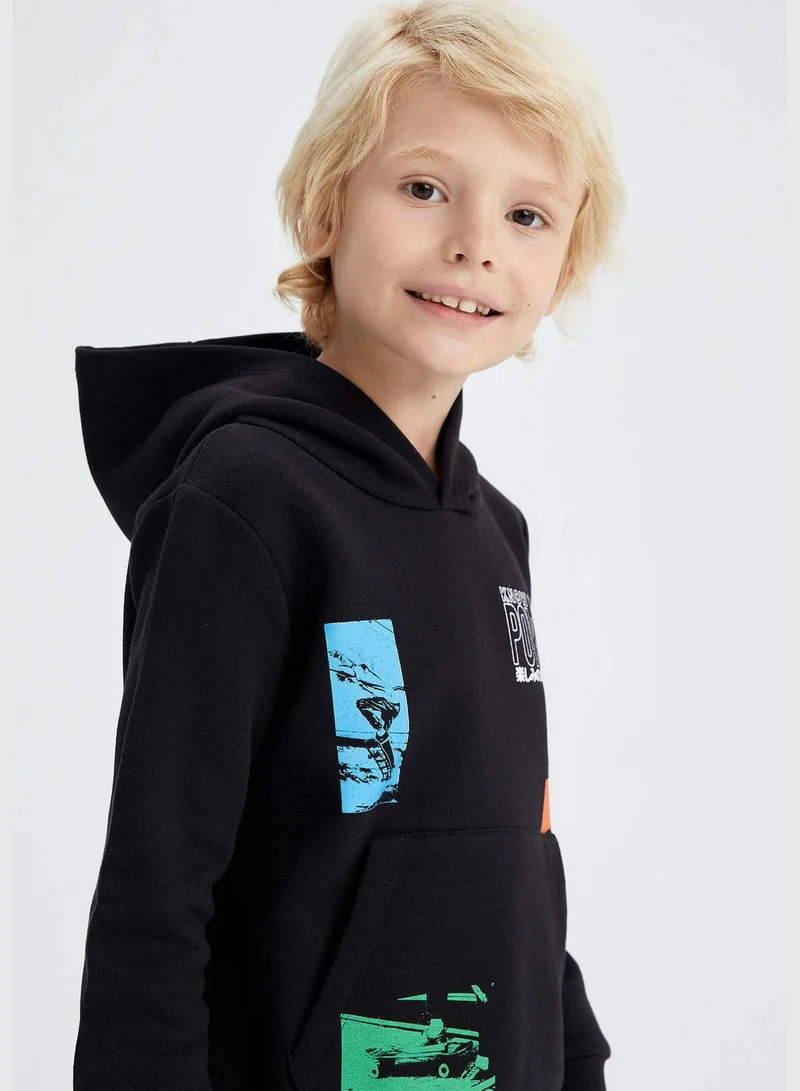 DeFacto Boy Regular Fit Hooded Long Sleeve Knitted Sweatshirt