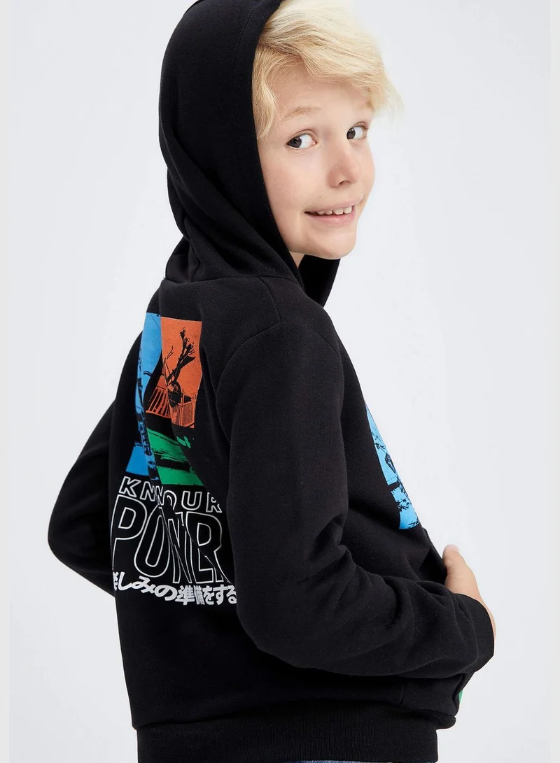 DeFacto Boy Regular Fit Hooded Long Sleeve Knitted Sweatshirt