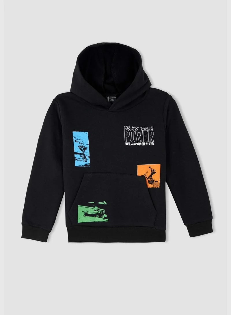DeFacto Boy Regular Fit Hooded Long Sleeve Knitted Sweatshirt