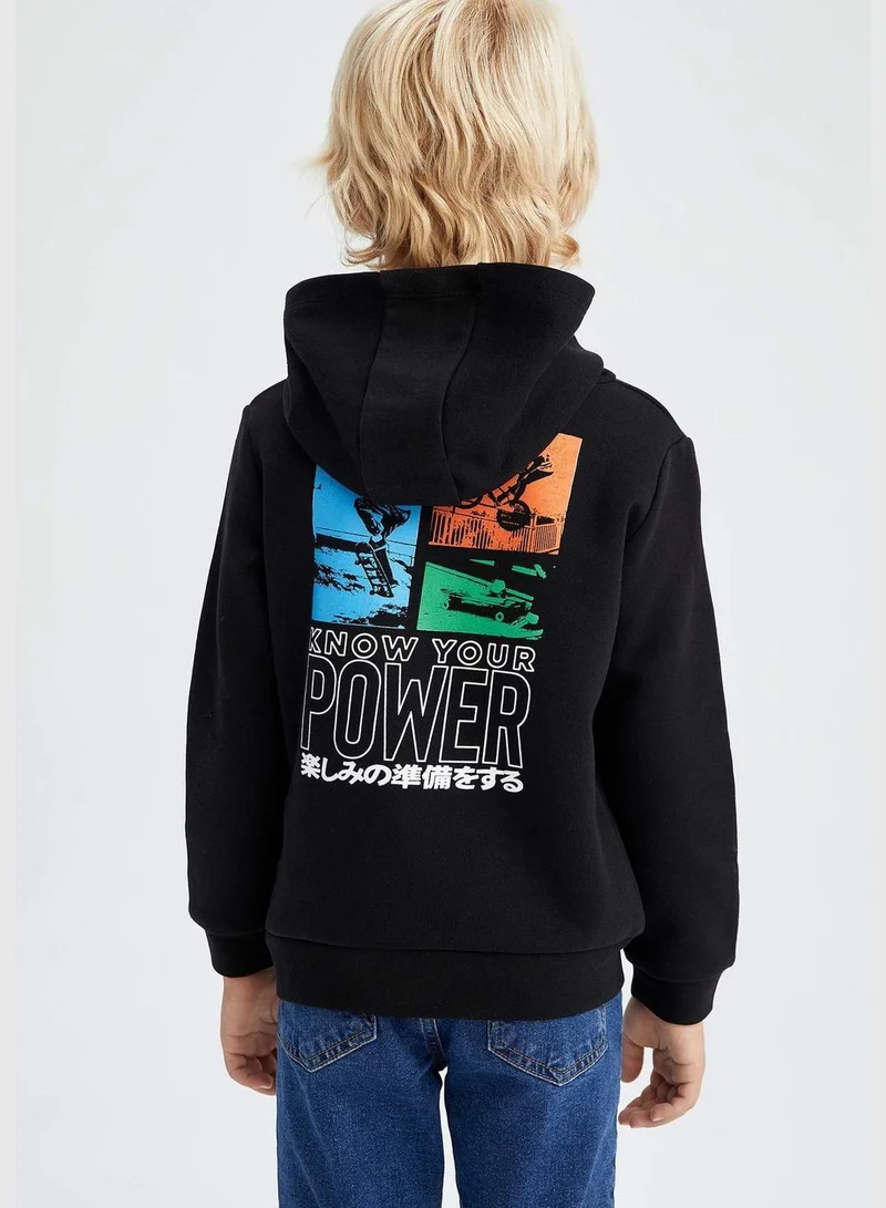DeFacto Boy Regular Fit Hooded Long Sleeve Knitted Sweatshirt