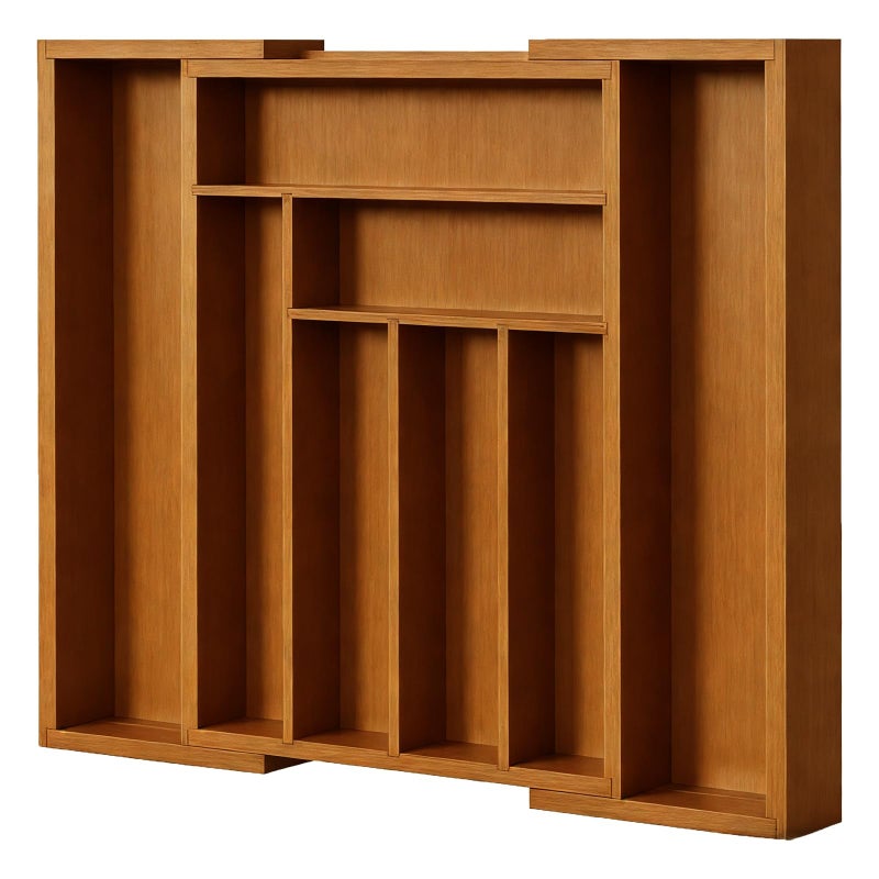 Pipishell Bamboo Expandable Drawer Organizer for Utensils Holder, Adjustable Silverware Organizer Cutlery Tray, Drawer Dividers for Utensils, Flatware, Knives in Kitchen, Bedroom, Living Room Brown - Image 1