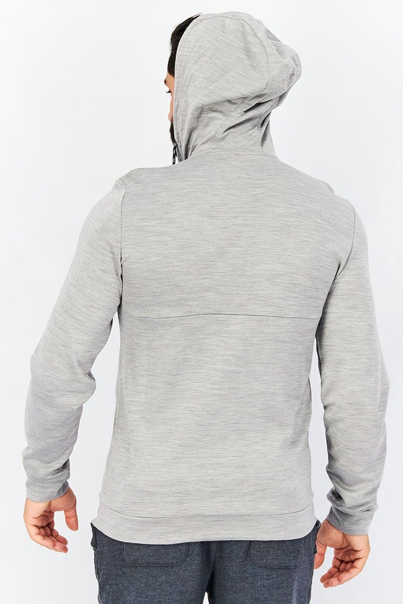 Tchibo Men Textured Functional Hooded Sweatshirt, Grey - Image 3