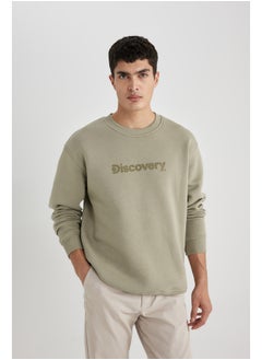 Man Oversize Fit Crew Neck Long Sleeve Knitted Sweat Shirt