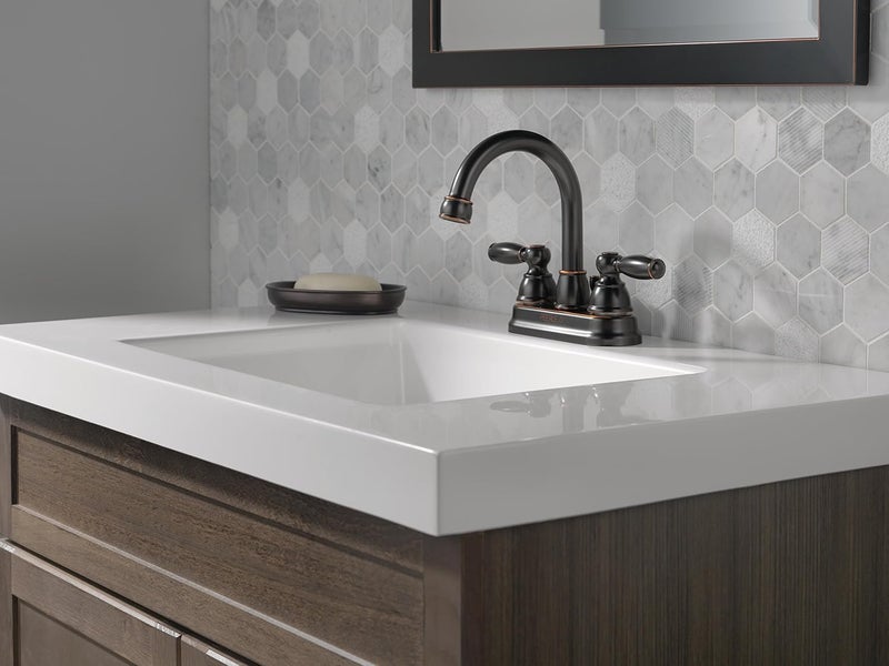 Peerless DELTA FAUCET Peerless Claymore Centerset Bathroom Faucet Oil Rubbed Bronze Bathroom Sink Faucet 2 Handle Bathroom Faucet PopUp Drain Assembly Oil Rubbed Bronze P299685LFOB - Image 4