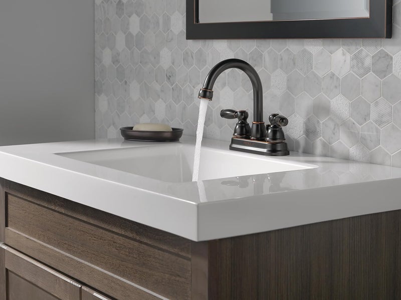 Peerless DELTA FAUCET Peerless Claymore Centerset Bathroom Faucet Oil Rubbed Bronze Bathroom Sink Faucet 2 Handle Bathroom Faucet PopUp Drain Assembly Oil Rubbed Bronze P299685LFOB - Image 3