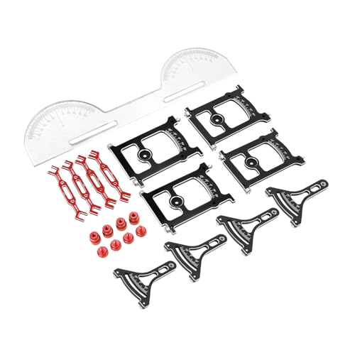 FACCNOY Aluminum Chassis Setup System Measuring Tool Set with Ruler Wrench for 110 RC Crawle Car Axial SCX10 Capra TRX4 Yikong Upgrade Red - Image 5