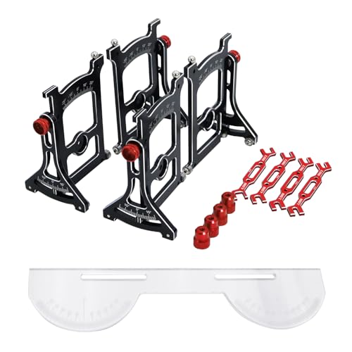 FACCNOY Aluminum Chassis Setup System Measuring Tool Set with Ruler Wrench for 110 RC Crawle Car Axial SCX10 Capra TRX4 Yikong Upgrade Red - Image 1