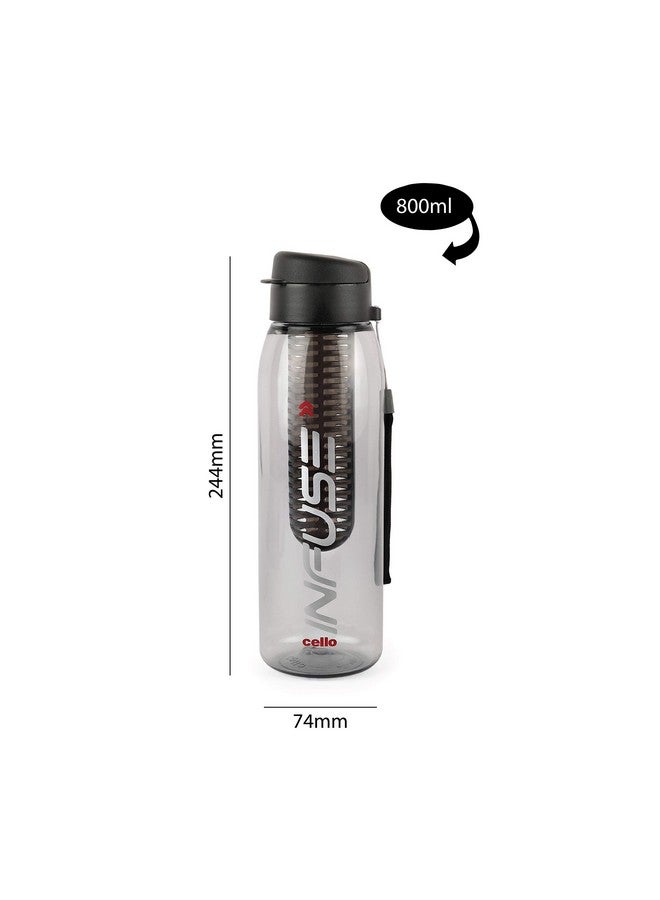 Cello Infuse Plastic Water Bottle | Detox Bottle With Infuser Chamber | Leakproof Plastic Bottle With Wide Mouth Opening | Ideal For Gym, Office, Travel | Set Of 5, 800Ml, Assorted - Image 5