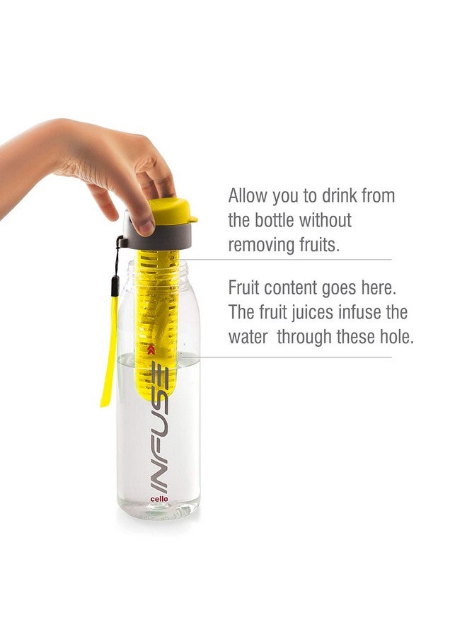 Cello Infuse Plastic Water Bottle | Detox Bottle With Infuser Chamber | Leakproof Plastic Bottle With Wide Mouth Opening | Ideal For Gym, Office, Travel | Set Of 5, 800Ml, Assorted - Image 4