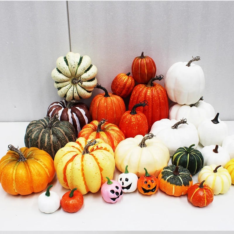 Bluejw Foam Pumpkins Halloween Decoration - Artificial Pumpkins Vegetables & Fruits Fall Harvest Decor - Image 2