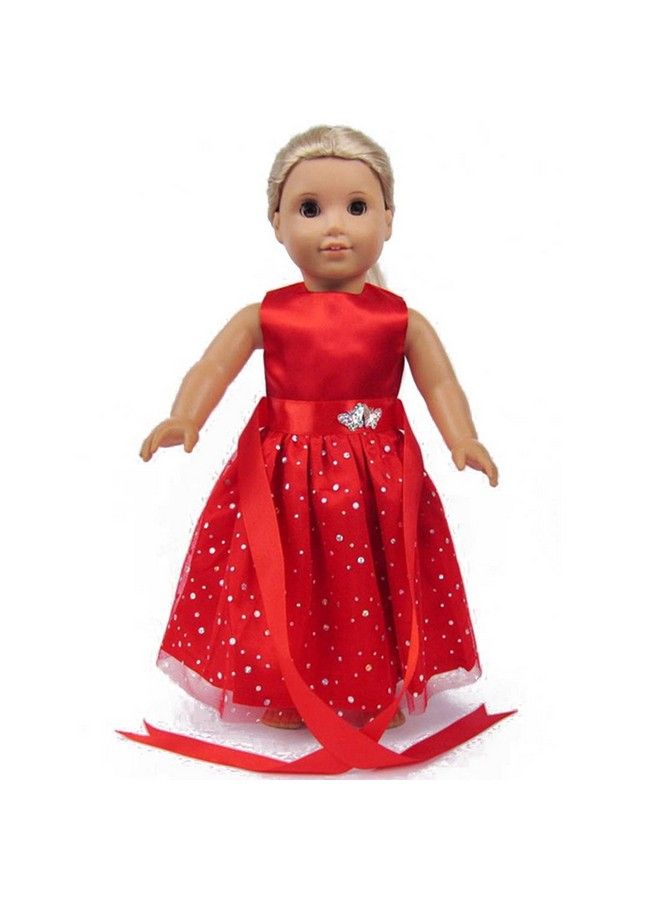 TianBo 18 Inch Girl Doll Clothes And Accessories Beautiful Red Dress With Dots Outfit For 18 Inch Dolls - Image 3