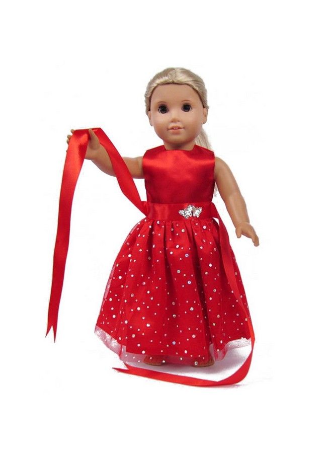 TianBo 18 Inch Girl Doll Clothes And Accessories Beautiful Red Dress With Dots Outfit For 18 Inch Dolls - Image 1