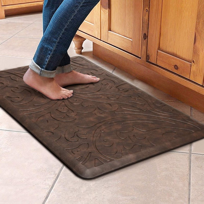 KMAT Kitchen Mat Cushioned AntiFatigue Floor Mat Waterproof NonSlip Standing Mat Ergonomic Comfort Floor Mat Rug for HomeOfficeSinkLaundryDesk 173 W x 28LBrown