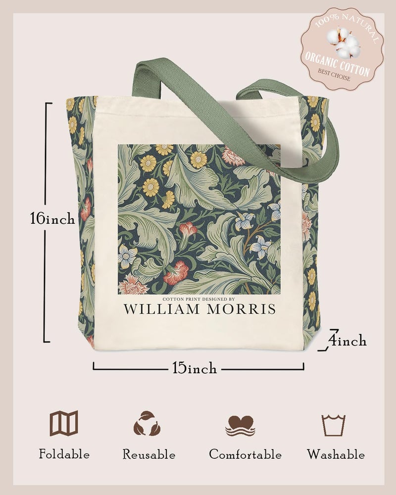 Crocothemis Aesthetic Canvas Tote Bag for Women, Vintage William Morris Art Pattern Reusable Large Tote Bag - Cute Gifts for Girls & Women -A04 - Image 4