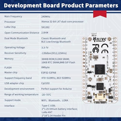 Meshnology ESP32 LoRa V3 Development Board with 0.96" OLED Display SX1262 CP2102 Module Board with 863-928MHz Antenna for Arduino Meshtastic LoRawan IoT Intelligent Scenes - Image 3