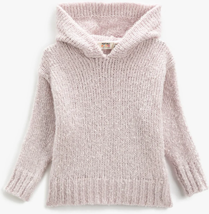 KOTON Hooded Knitted Sweater Basic Soft Textured Long Sleeve