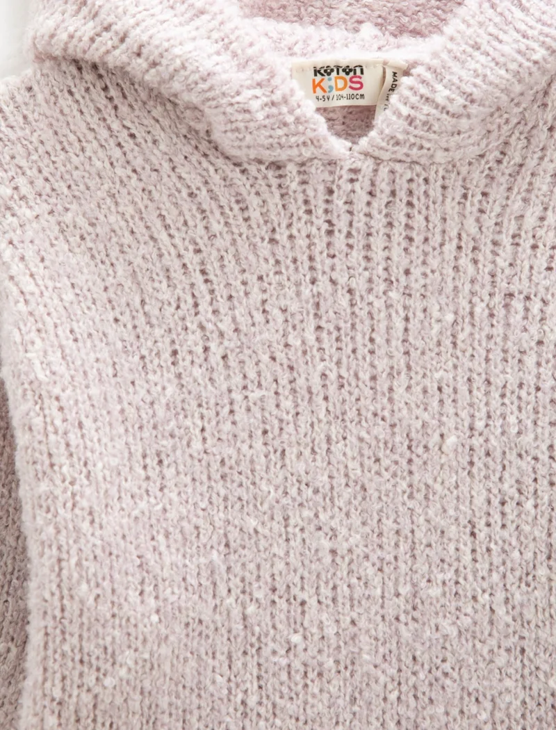 KOTON Hooded Knitted Sweater Basic Soft Textured Long Sleeve