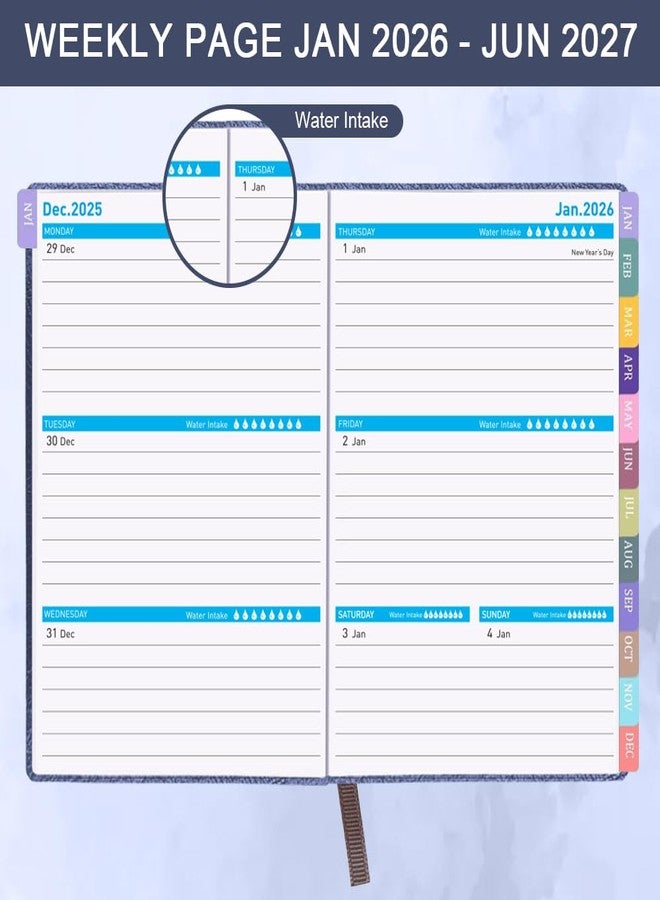 Cheericome Planner 2026-2027, Month Weekly Planner Run JAN 2026 to JUN 2027, 26-27 Planner with Pen Loop, Back Pocket and Stickers, 18 Months Planners, Blue Monthly Planners 2026-2027 - Image 4