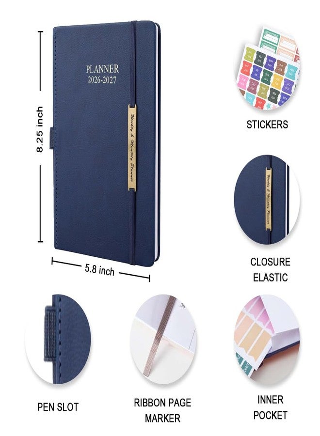 Cheericome Planner 2026-2027, Month Weekly Planner Run JAN 2026 to JUN 2027, 26-27 Planner with Pen Loop, Back Pocket and Stickers, 18 Months Planners, Blue Monthly Planners 2026-2027 - Image 3