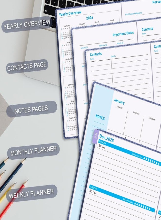 Cheericome Planner 2026-2027, Month Weekly Planner Run JAN 2026 to JUN 2027, 26-27 Planner with Pen Loop, Back Pocket and Stickers, 18 Months Planners, Blue Monthly Planners 2026-2027 - Image 5